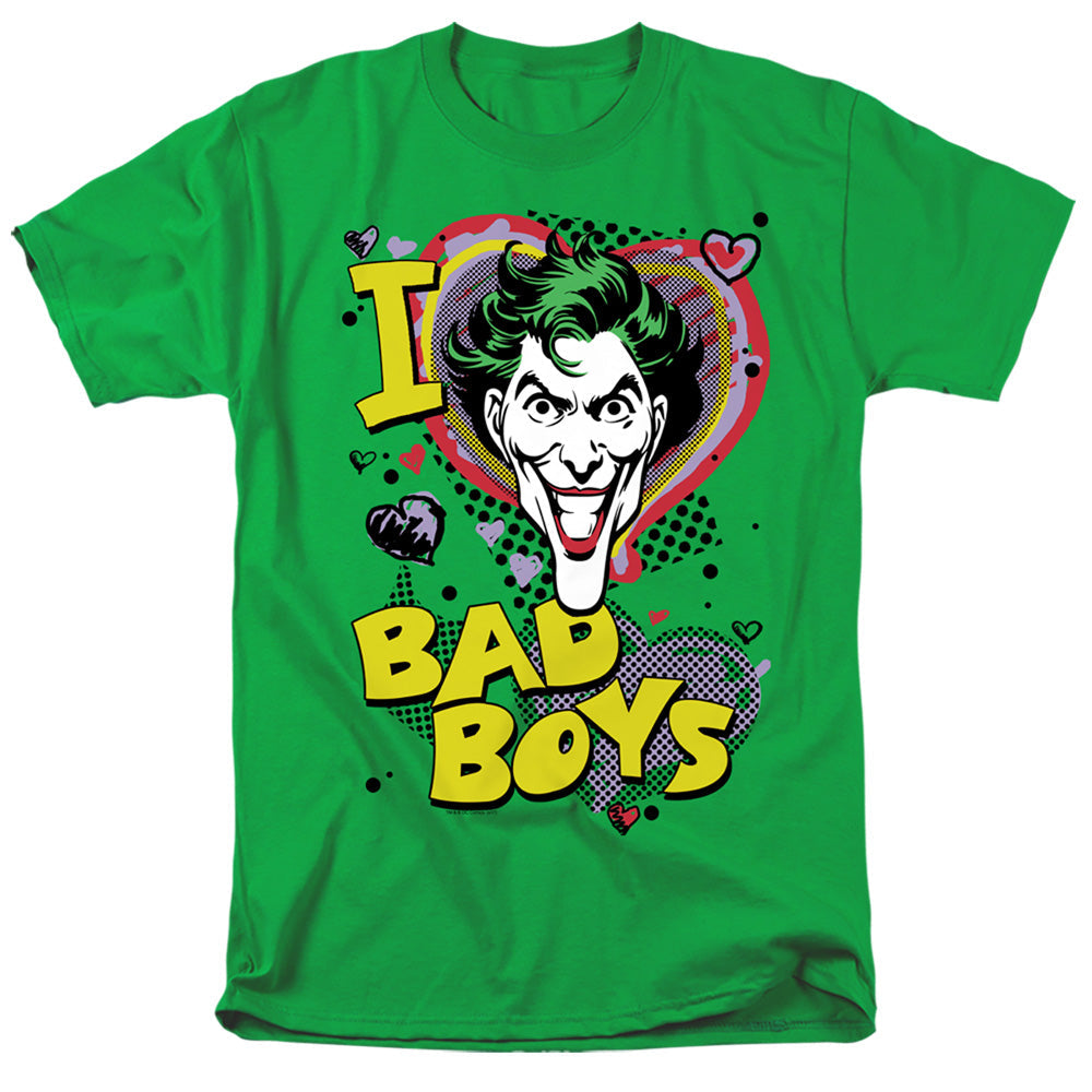 DC Comics I Heart Bad Boys 2 Mens T Shirt Kelly Green Officially Licensed