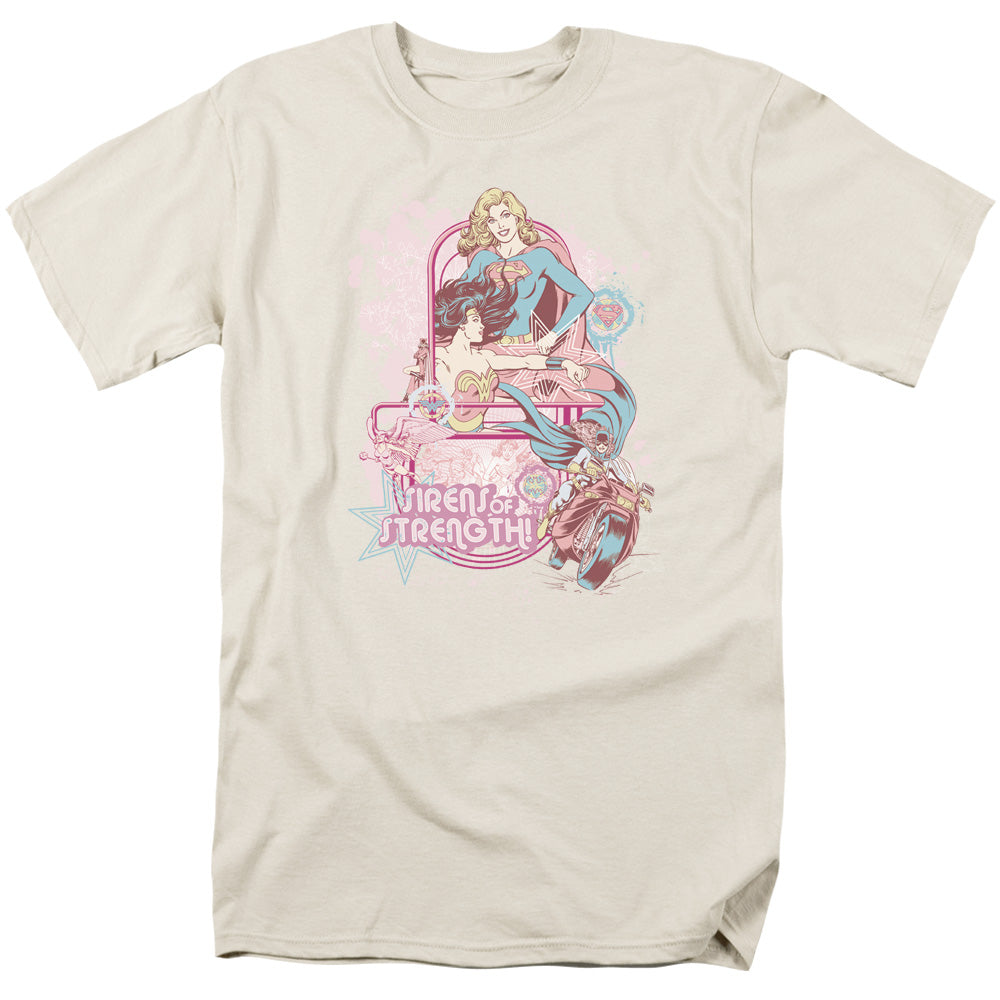 DC Comics Sirens of Strength Mens T Shirt Cream Officially Licensed