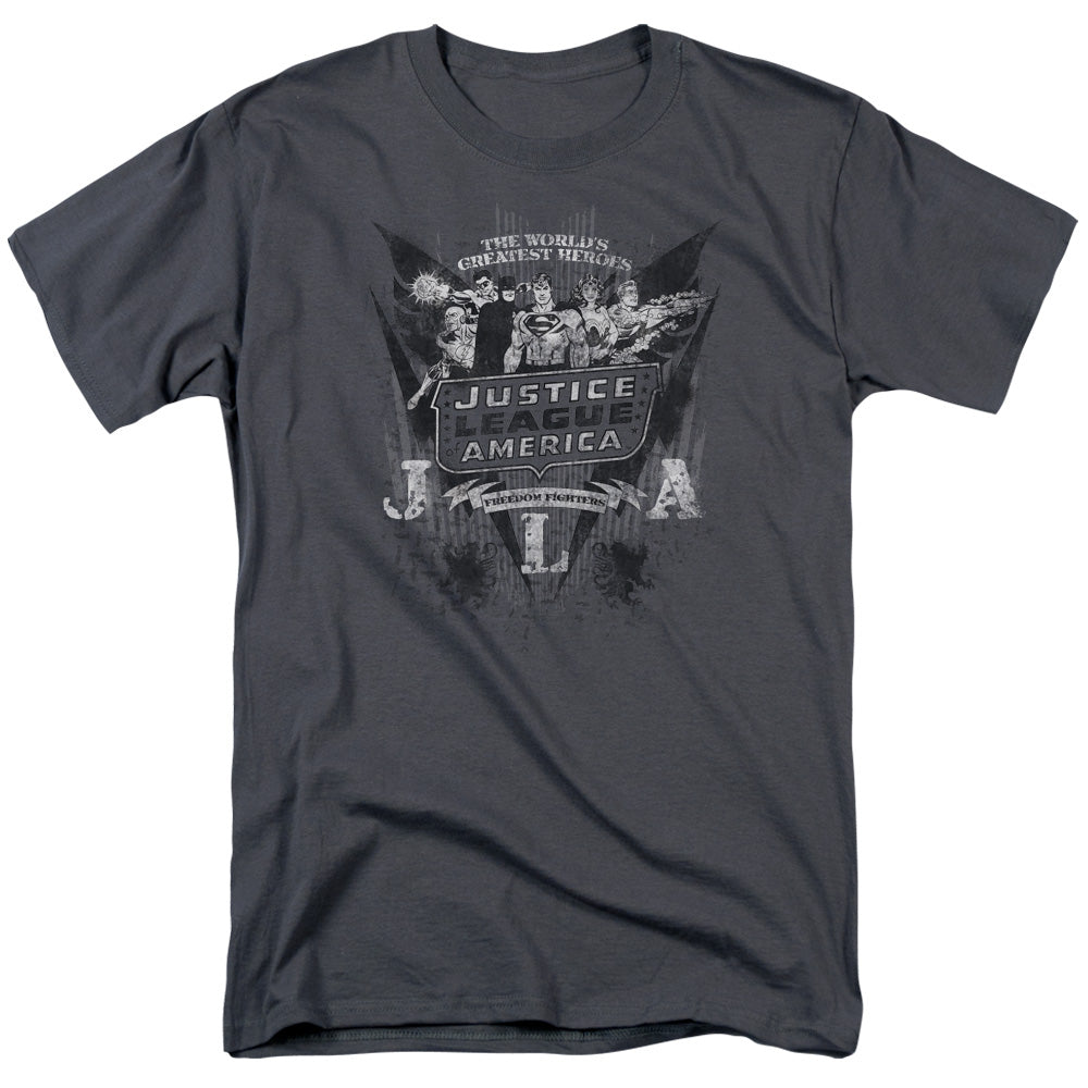 DC Comics Greatest Heroes Mens T Shirt Charcoal Officially Licensed