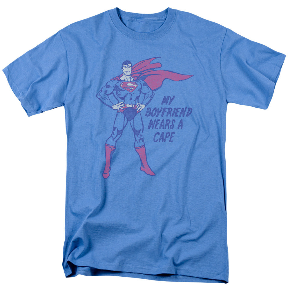 DC Comics Wears a Cape Mens T Shirt Carolina Blue Officially Licensed