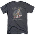 DC Comics Plays Rough Mens T Shirt Charcoal Officially Licensed