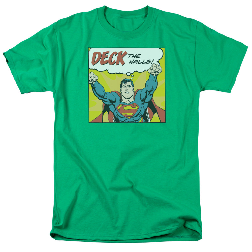 DC Comics Deck the Halls Mens T Shirt Kelly Green Officially Licensed