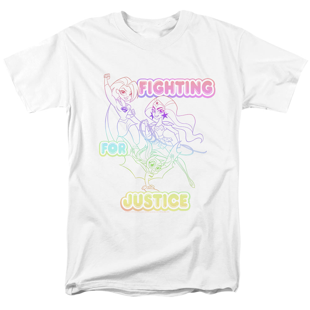 DC Comics Superhero Girls Fighting for Justice Mens T Shirt White Officially Licensed