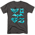 DC Comics Superhero Girls Line Art Group Mens T Shirt Charcoal Officially Licensed