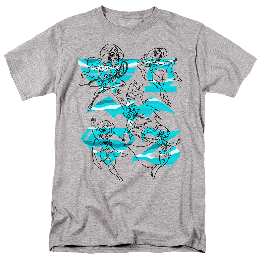 Dc Superhero Girls Line Art Group Mens T Shirt Athletic Heather Officially Licensed