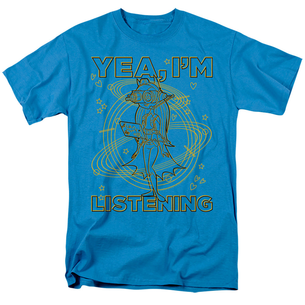 DC Comics Superhero Girls Listening Mens T Shirt Turquoise Officially Licensed