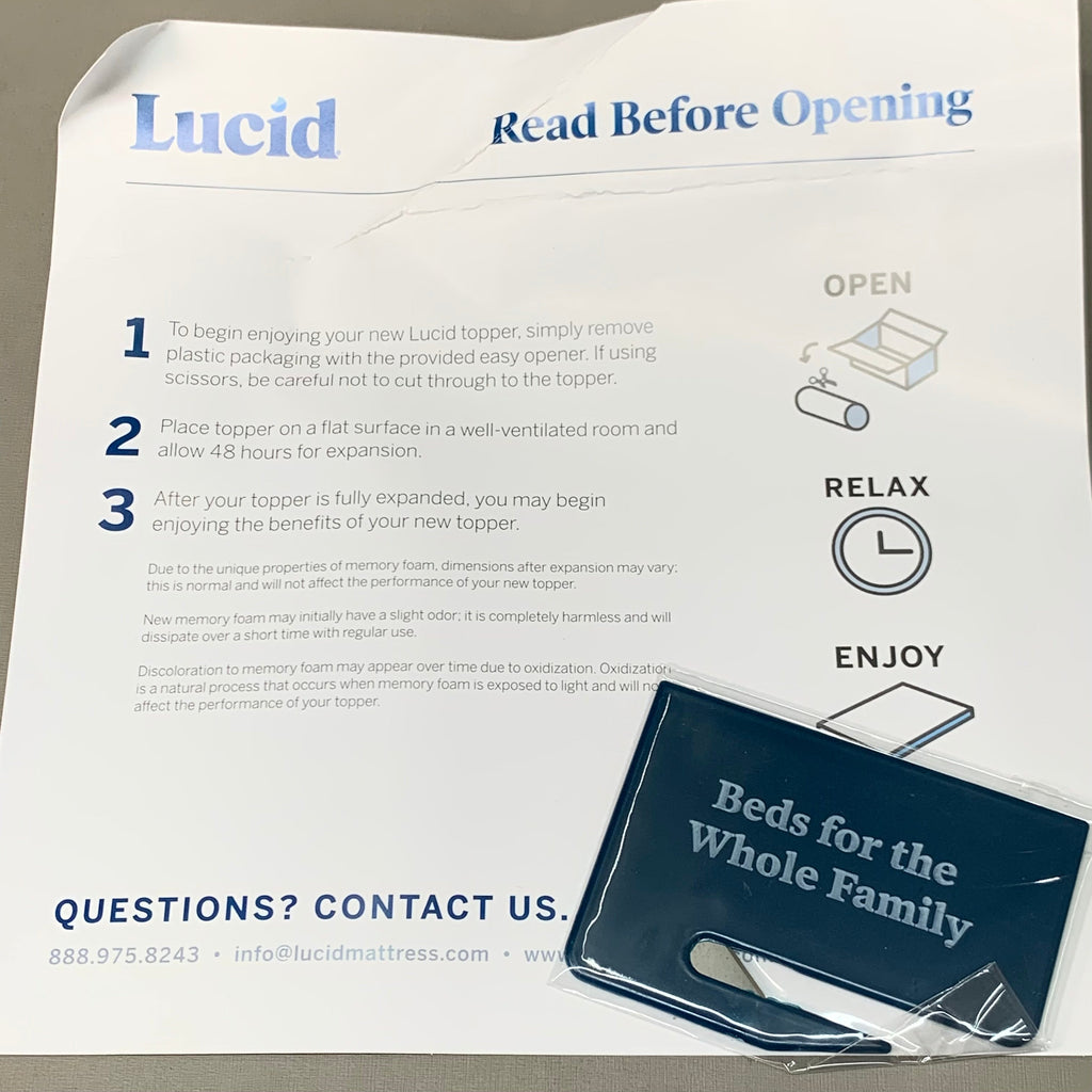 LUCID 3" Gel Memory Foam Mattress Topper Twin Blue LU30TT30GT New