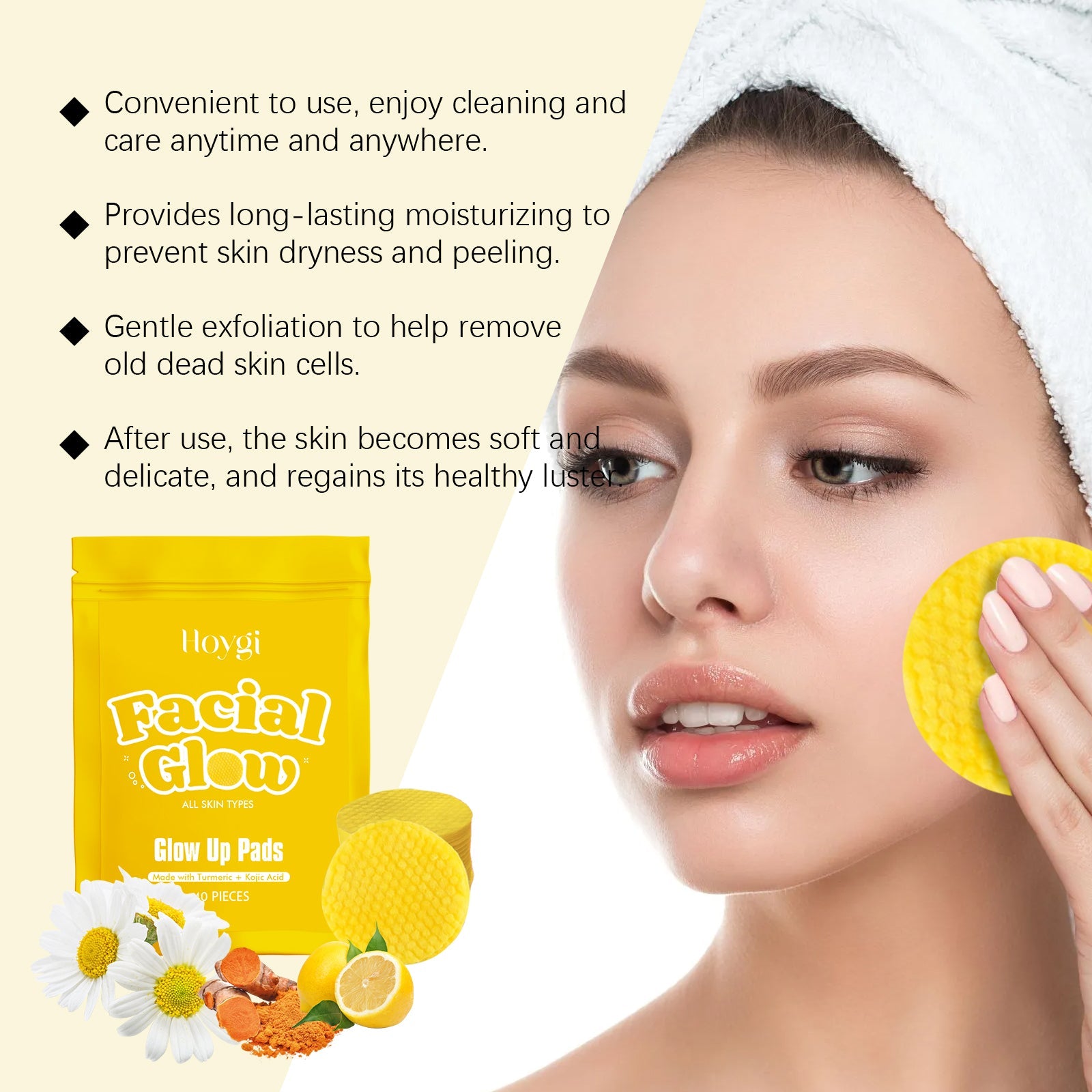 Turmeric Cleansing Pad Gently Cleanses Facial Skin, Improves Dull Skin, Cleanses, Soothes And Nourishes