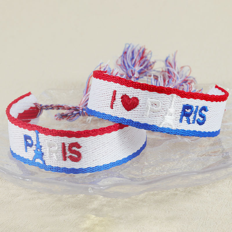Embroidered Eiffel Tower ethnic style woven ribbon wrist strap Paris Sports Games wristband souvenir from France