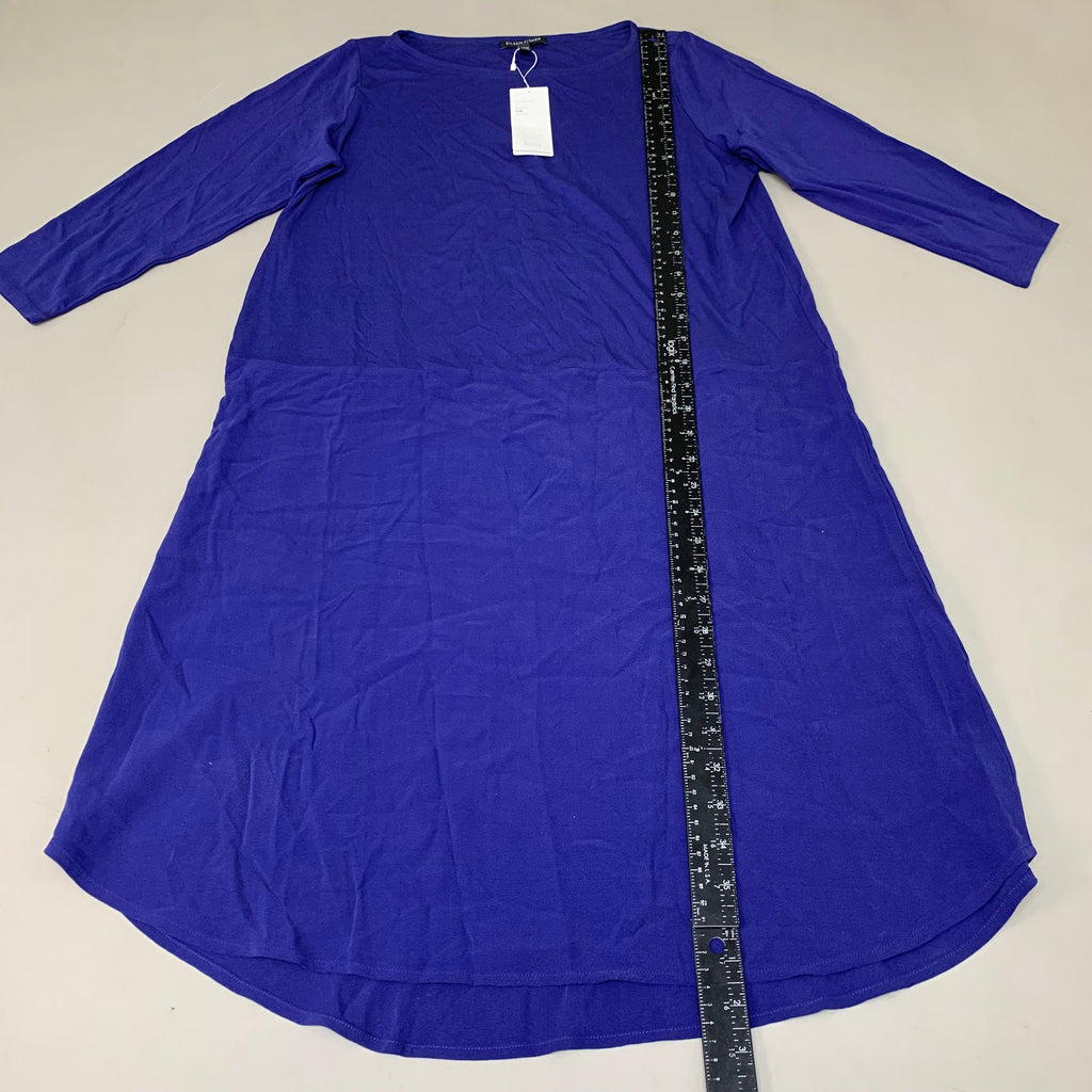 EILEEN FISHER Stretch Silk Jersey PM-Petite Medium Navy Blue S6GK-D3572P