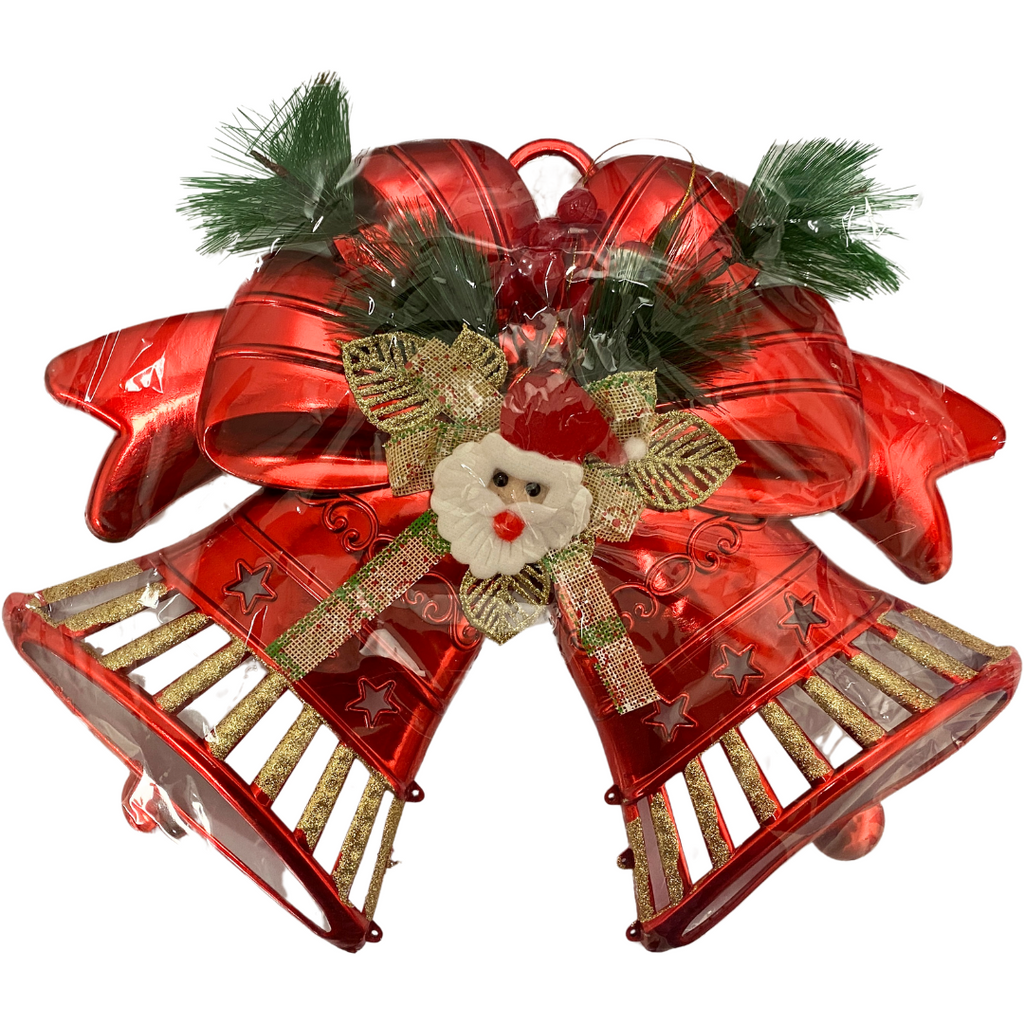 Decoración Navideña para Puerta – Lazo Metálico en Rojo o Dorado (AA2025-4-47)