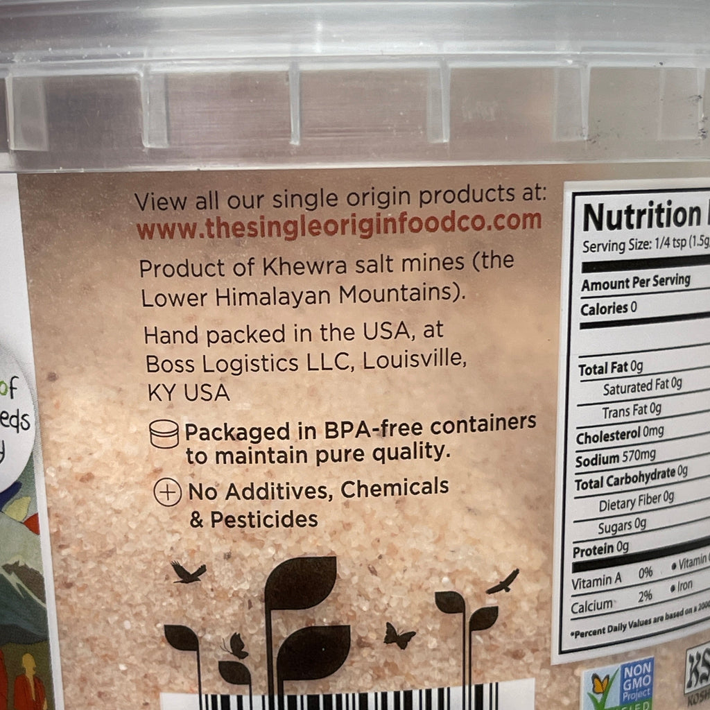 THE SINGLE ORIGIN FOOD CO (6 PACK) Pink Himalayan Salt Tub (course) 20 oz/each BB 11/26