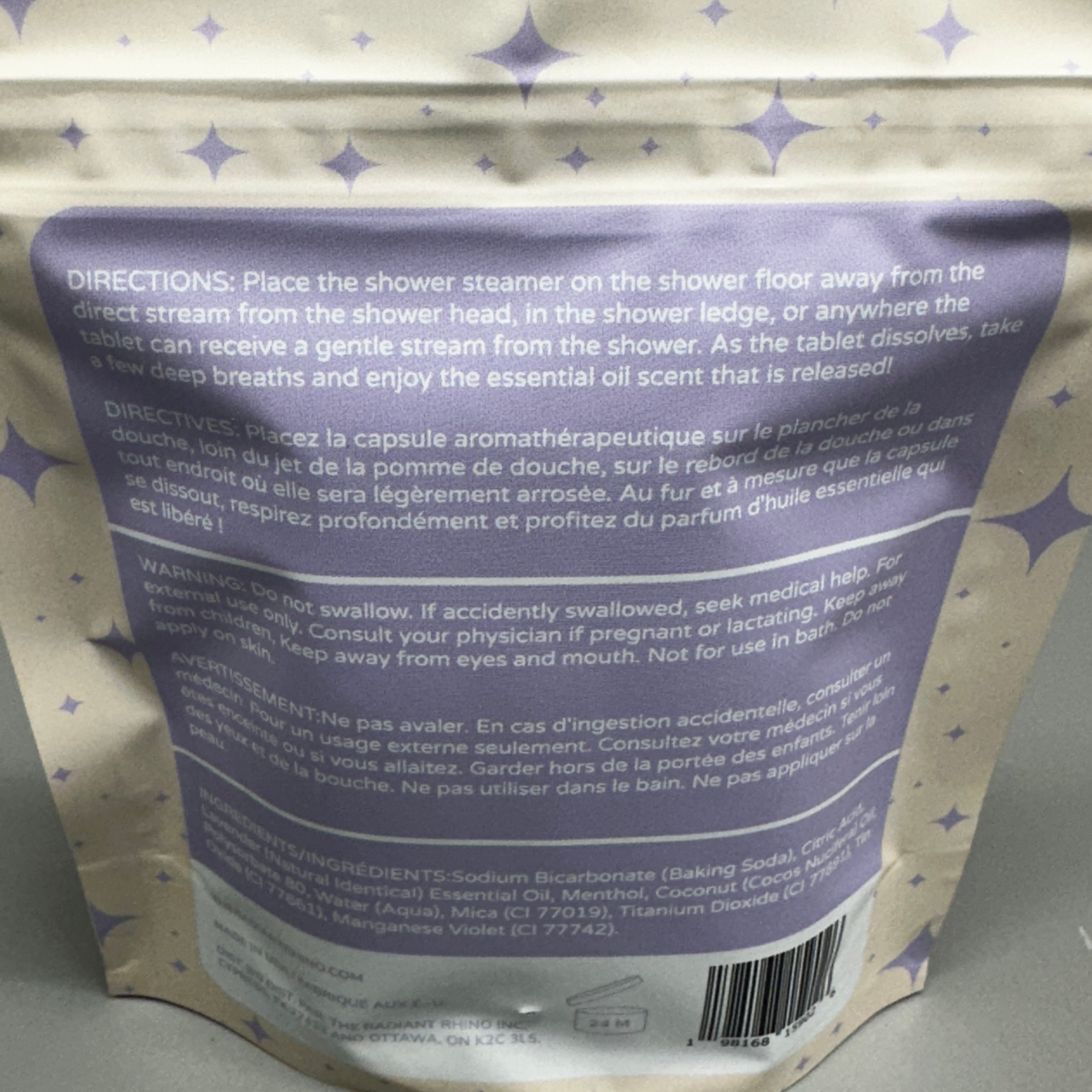 ZA@ THE RADIANT RHINO Tranquility (6 PACK) Lavender Shower Steamers 2 Tablets Each