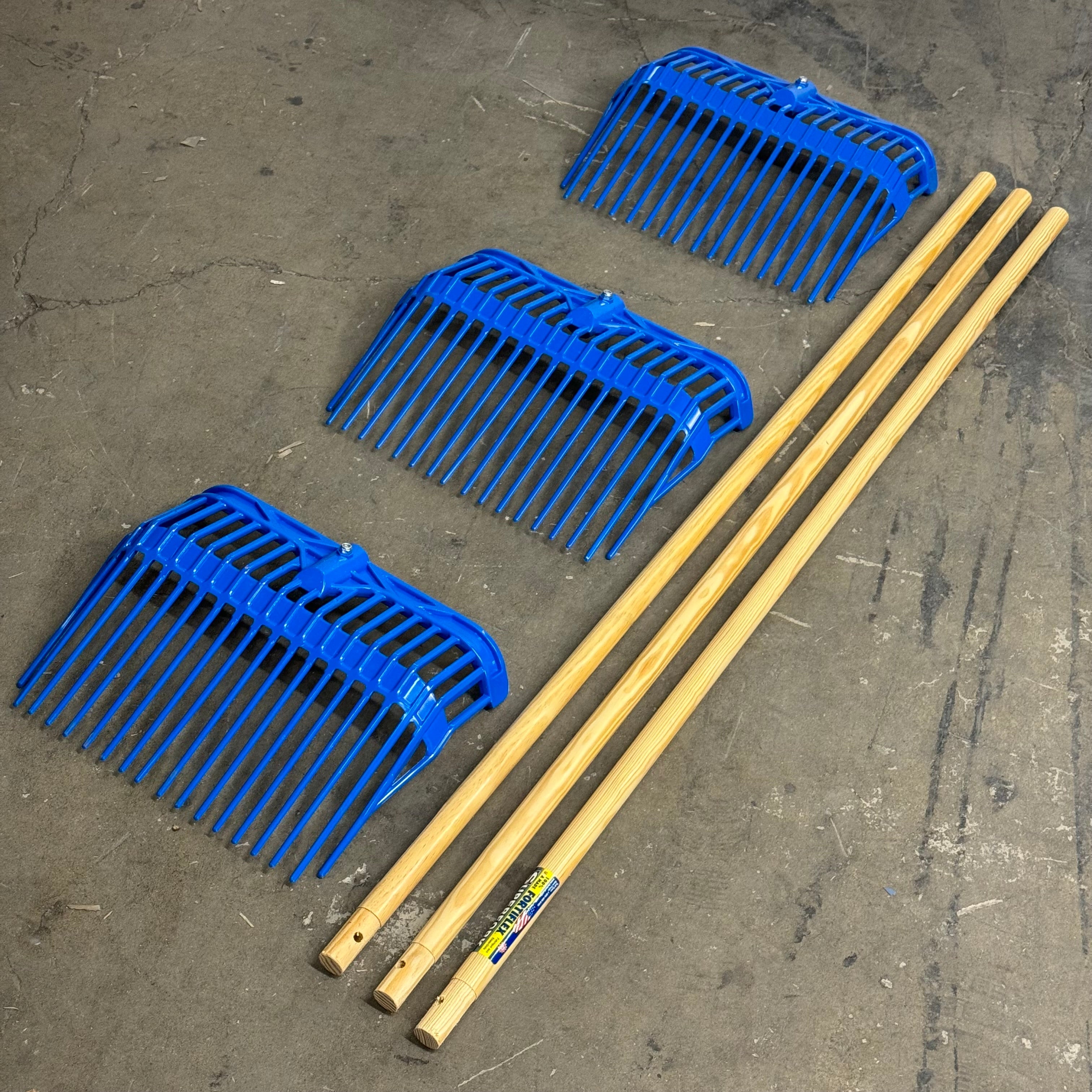 FORTFLEX SuperFork SDF-15 Blue Manure Fork Set Wood Handle New