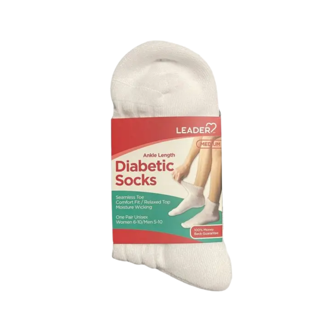 Diabetic Ankle-Length Socks (1 Pair) – White