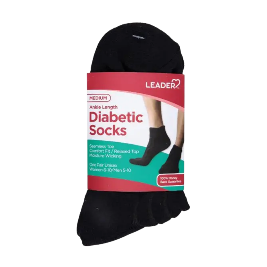 Diabetic Ankle-Length Socks (1 Pair) – Black