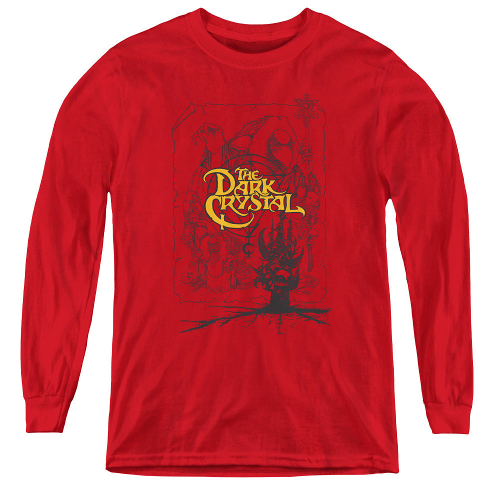 The Dark Crystal Poster Lines Long Sleeve Kids Youth T Shirt Red Officially Licensed
