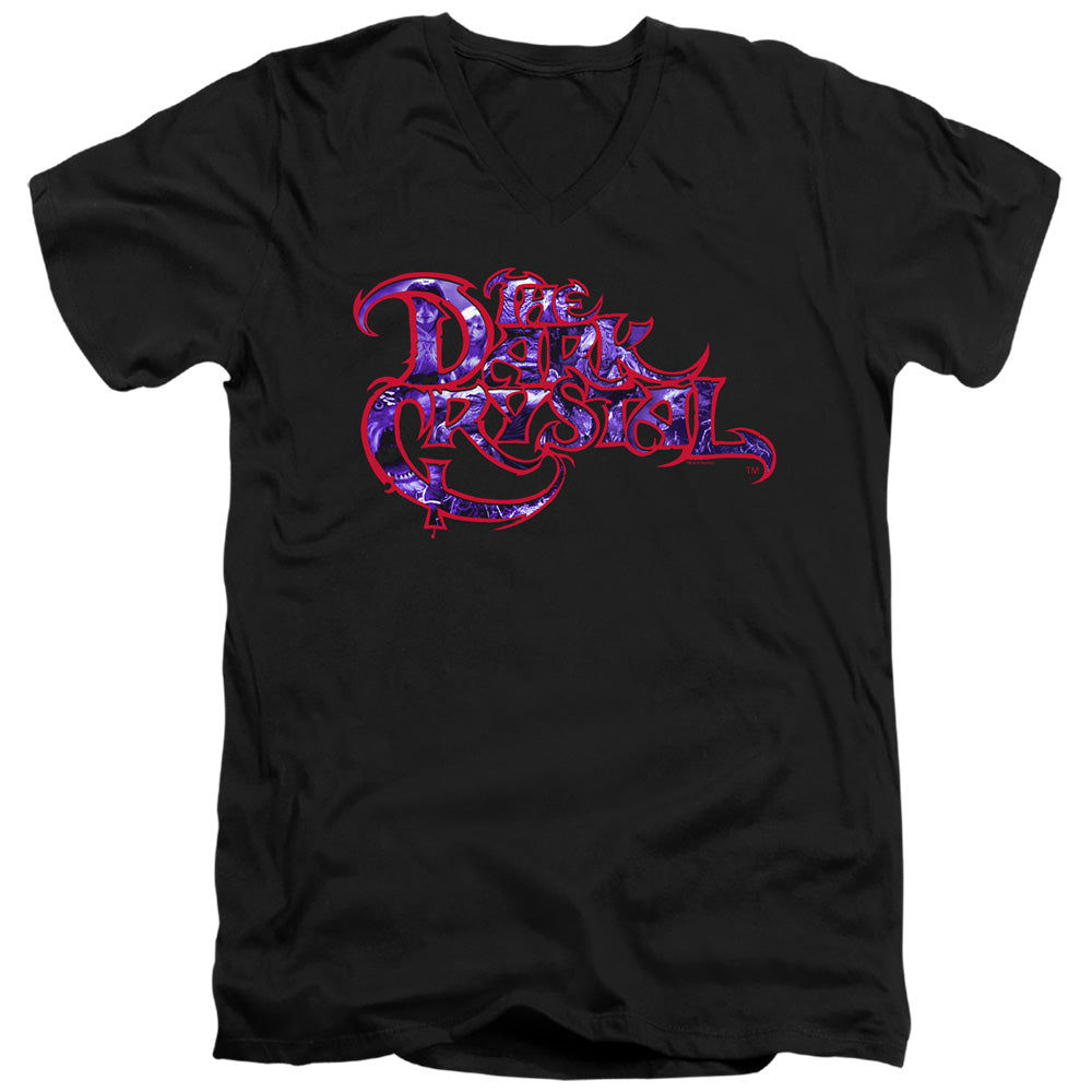 The Dark Crystal Collage Logo Mens Slim Fit V-Neck T Shirt Black Officially Licensed