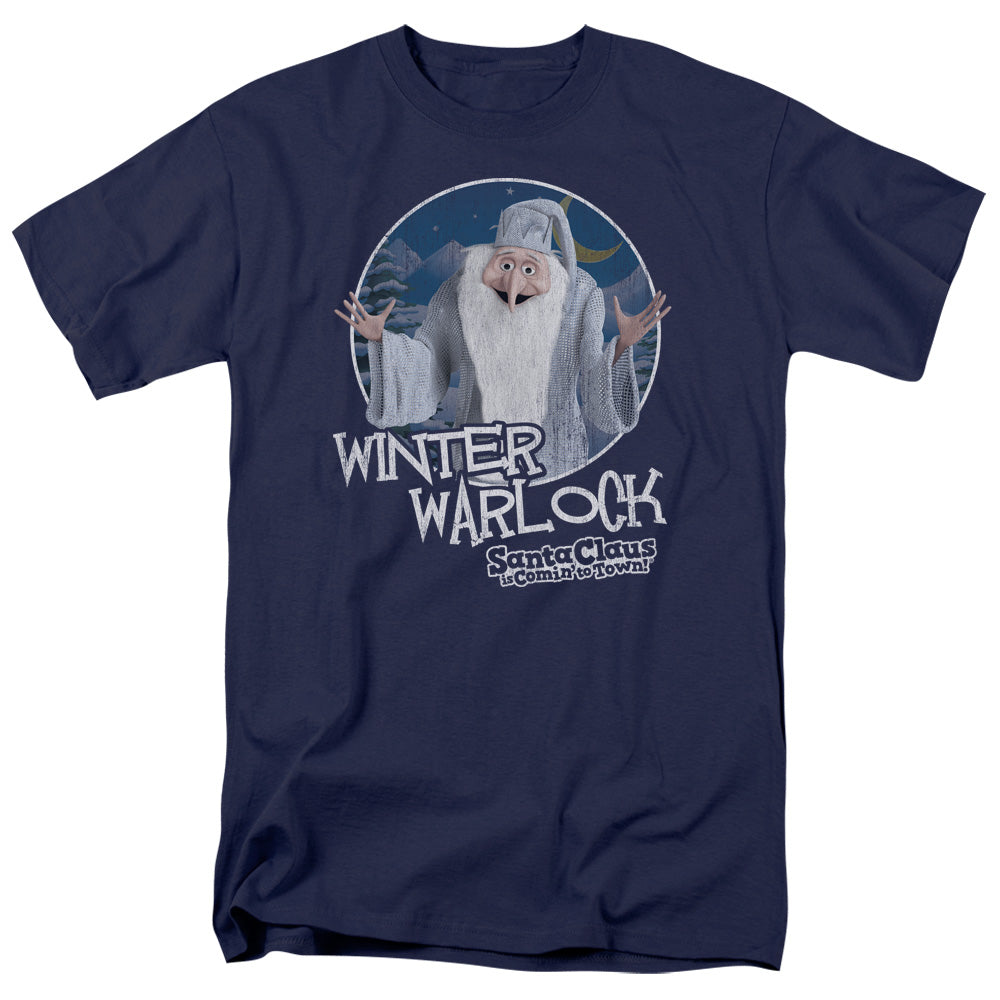 Santa Claus Is Comin to Town Winter Warlock Mens T Shirt Navy Blue Officially Licensed