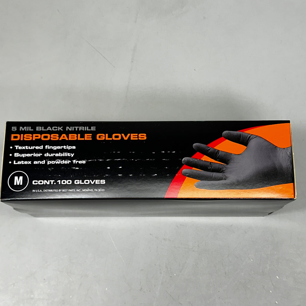 AUTOWURKS (100 PACK) Black Nitrile Disposable Gloves Size: Medium MKL-000M