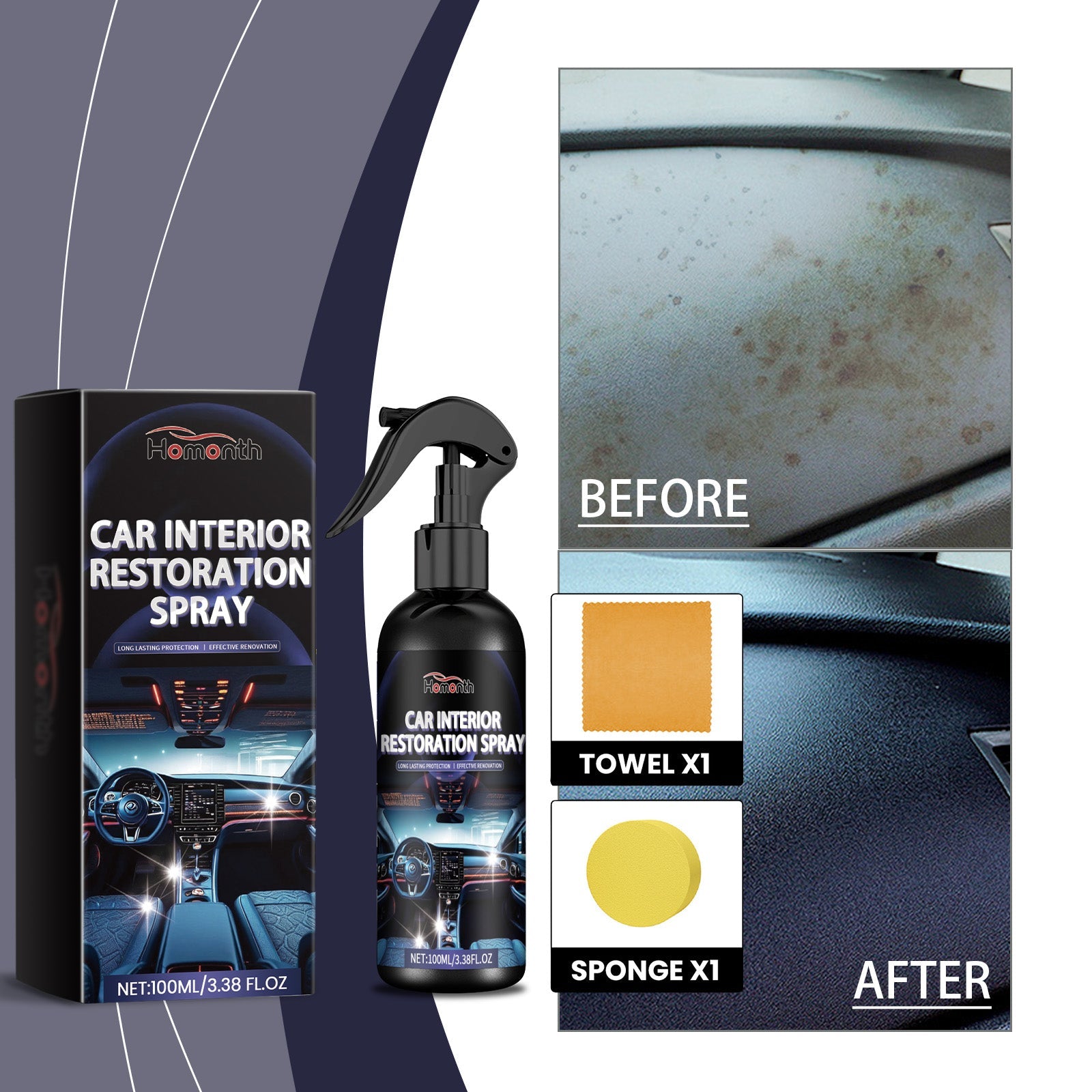 Automotive Interior Retreader Deep Cleaning, Waterproof And Anti-Fouling Reconditioning Interior Maintenance Cleaner