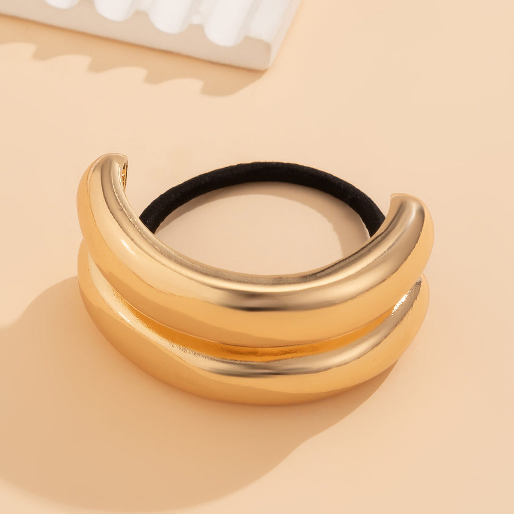 Retro double-layer curved elastic hair accessory Hairpin irregular temperament hair