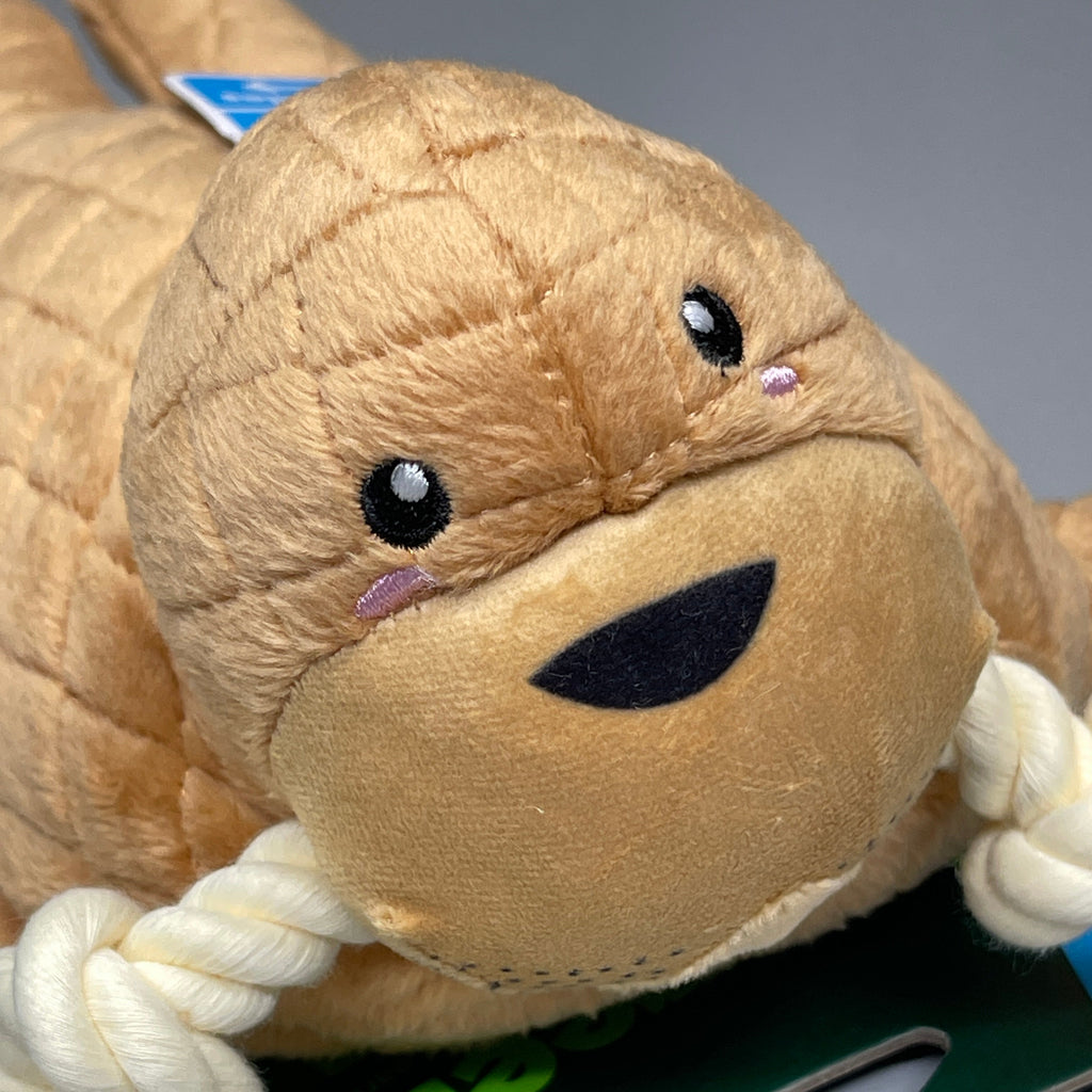 GRRREEN Stuffed Walrus Animal Dog Toy for Chewers & Teeth Cleaning Brown