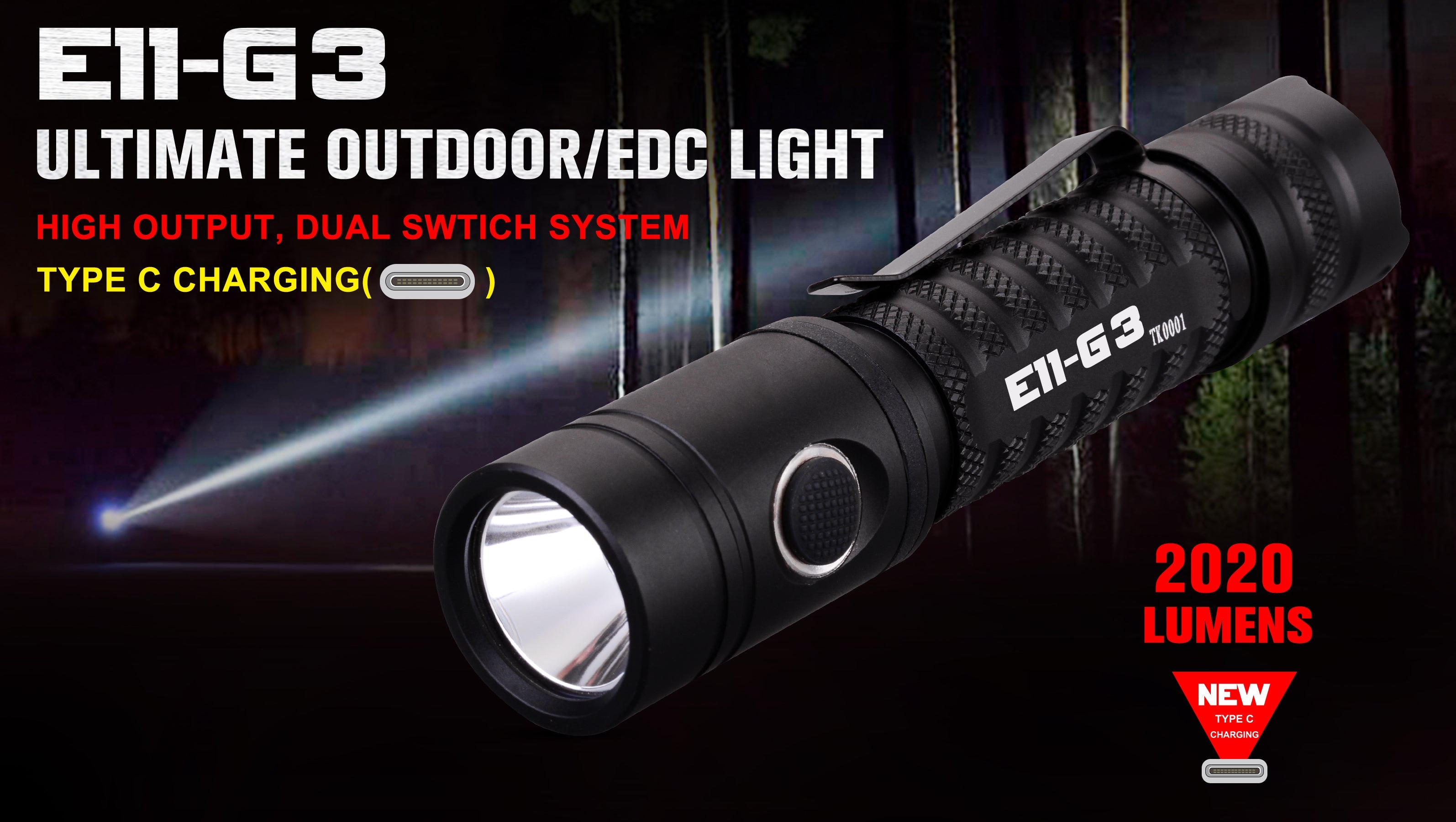 E11-Gen3 2020 Lumen Rechargeable EDC Flashlight-Best Selling EDC