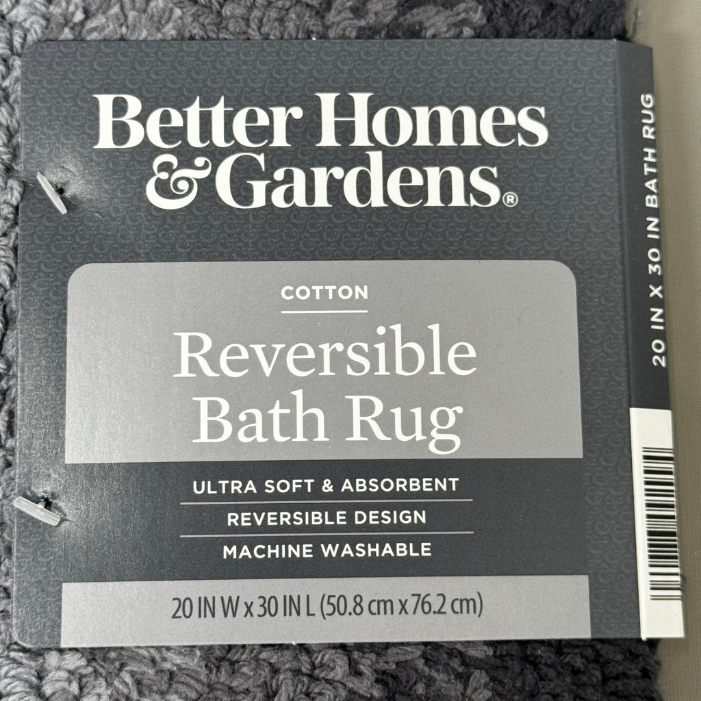 BETTER HOMES & GARDEN (2 PACK) Cotton Reversible Bath Rug 20X30" Ombre Grey