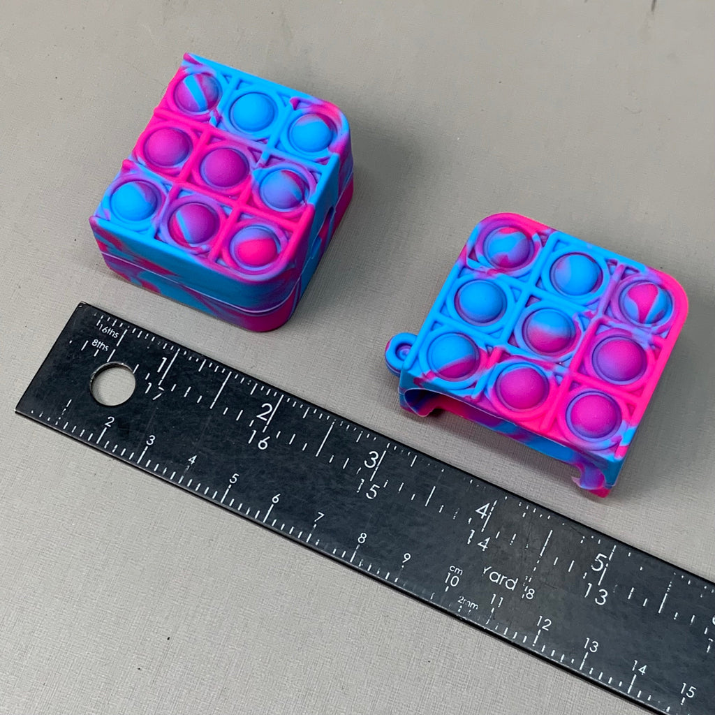 BEST WHOLESALE 2-PACK! Wireless Headphone Bubble Popping Case 2.5" x 2" Blue/Pink