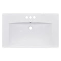 30" Single Bathroom Basin Sink, Vanity Top Only, 3-Faucet Holes, Resin