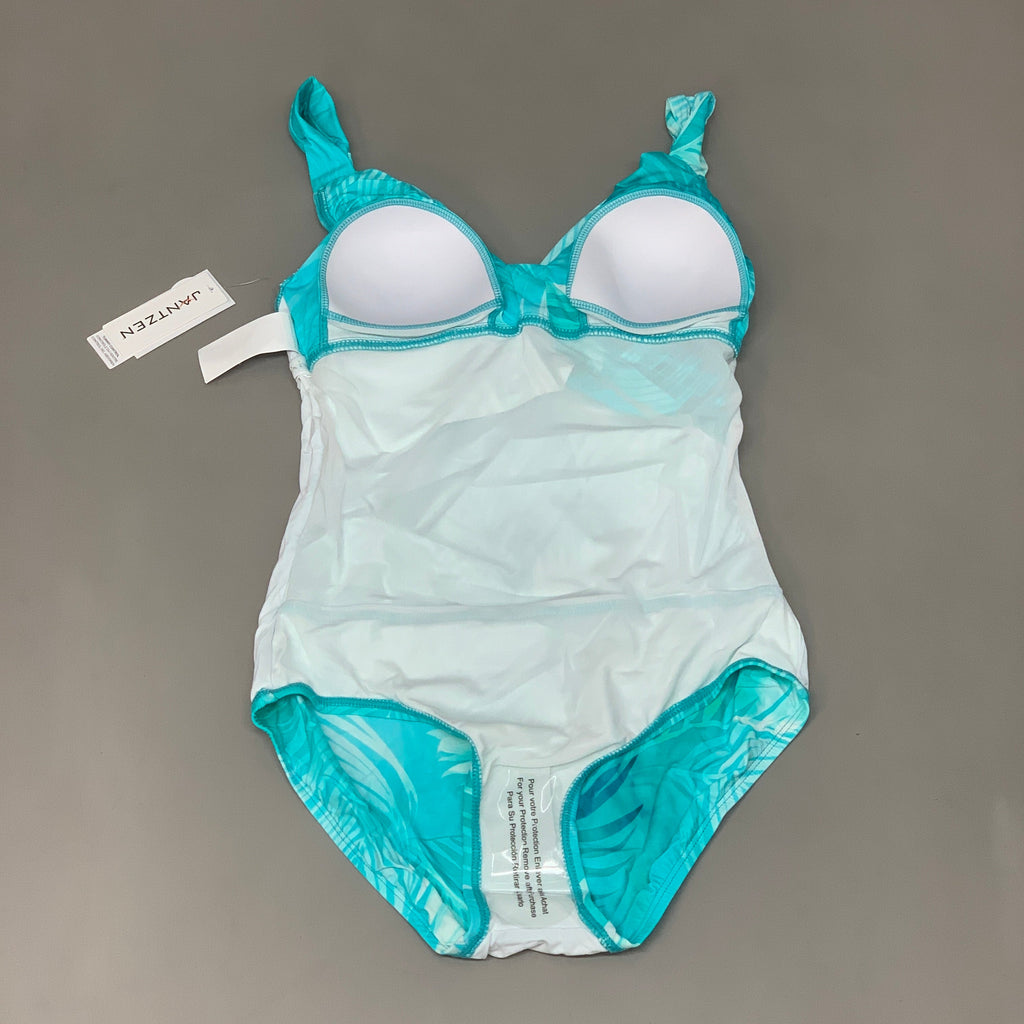 JANTZEN Womens Bathing Suit Patterned One Piece Sz-4 Ideal Teal JZ22705M