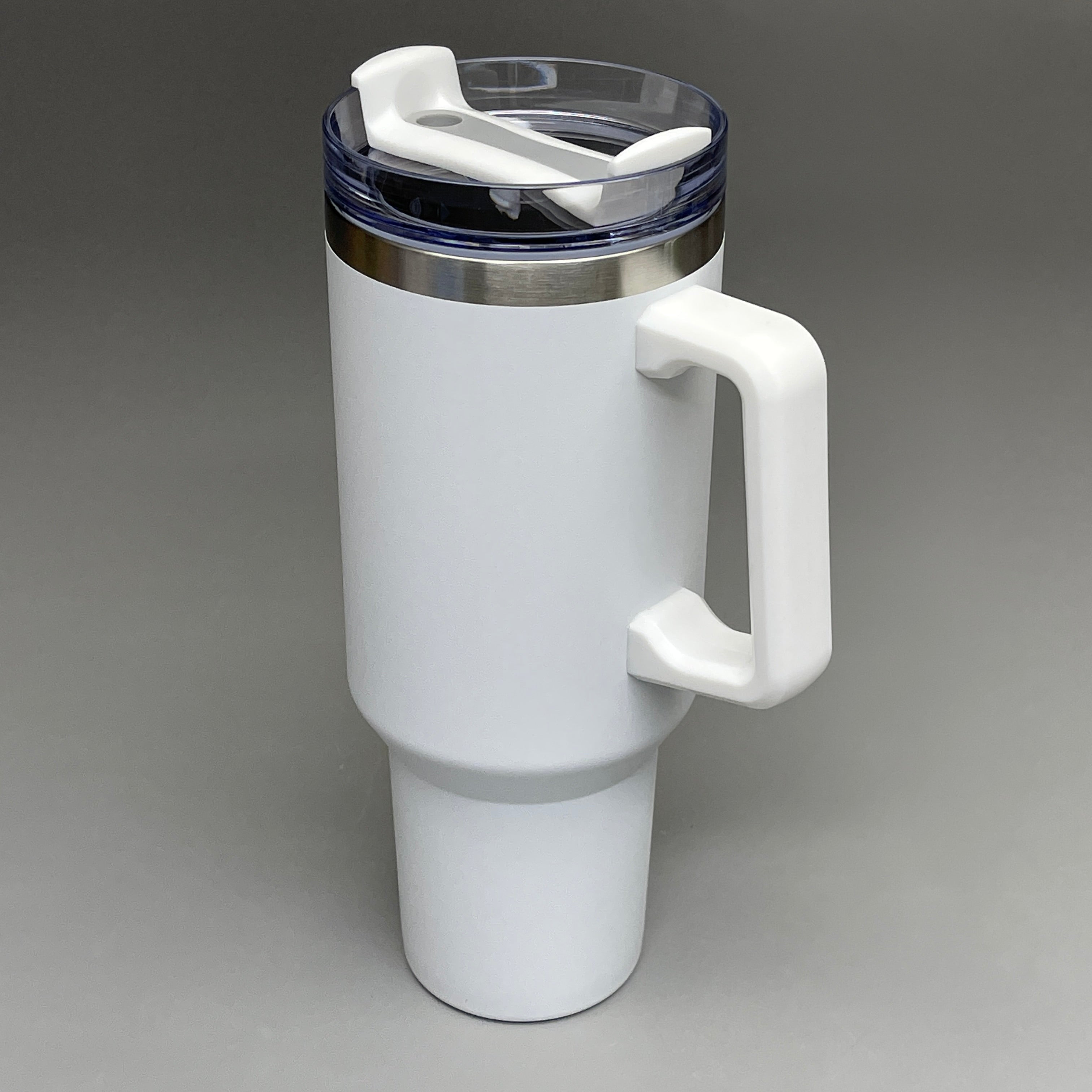 TUMBLER (2 PACK) Insulated Stainless Steel Travel Mug w/ Lid Handle Straw 40 oz White