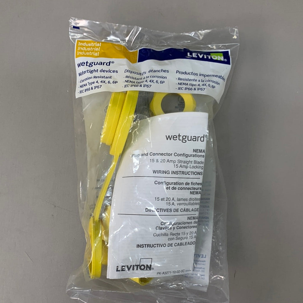 LEVITON Locking Connector Industrial Grade Grounding Wetguard 15-Amp 125-Volt Yellow