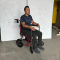 MEDLINE Basic Aluminum Transport Chair 19" Seat 12" Rear Wheels Red MDS808200ARE