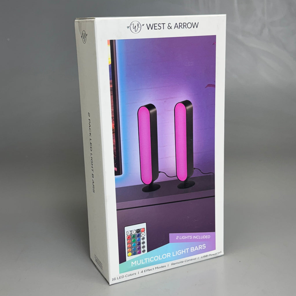 WEST & ARROW (2 Bars) Multicolor Light Bars 16 Led Colors 10 1/2”Hx2”W Black