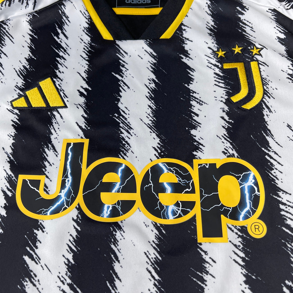 Z@ ADIDAS 2023/2024 Juventus Home Soccer Jersey Sz Youth L (13-14Y/164) Black/White/Yellow (New)
