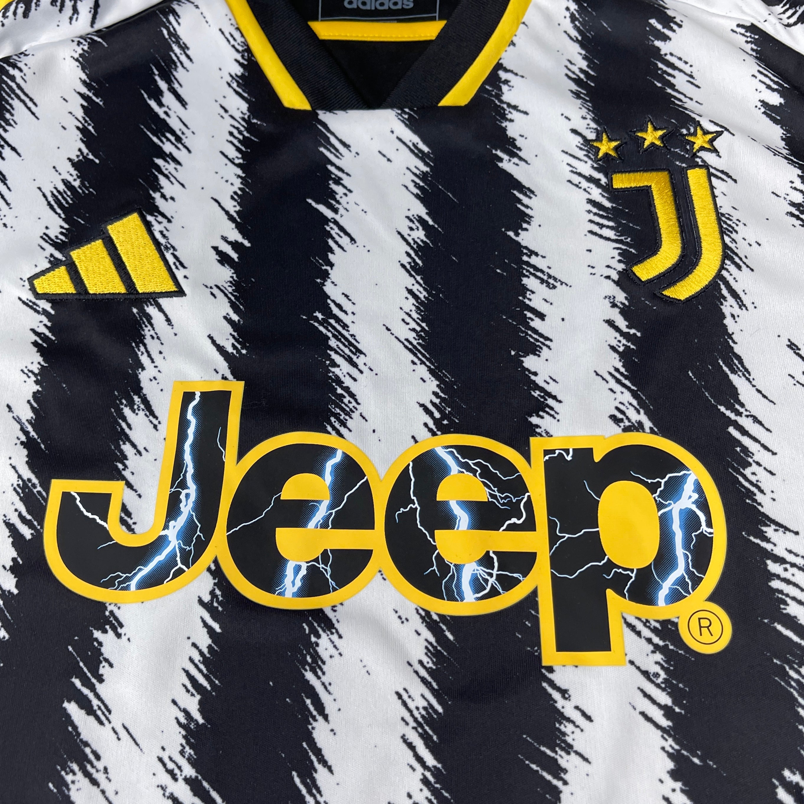 Z@ ADIDAS 2023/2024 Juventus Home Soccer Jersey Sz Youth L (13-14Y/164) Black/White/Yellow (New)