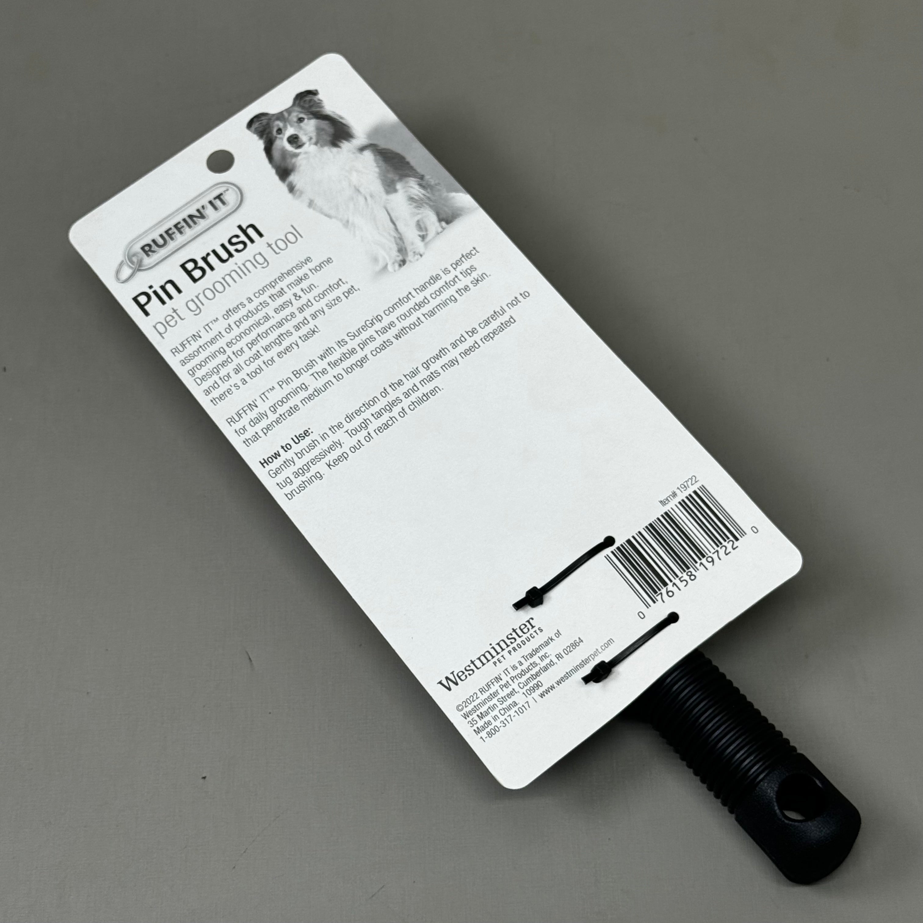 RUFFIN' IT (2 PACK!) Pin Brush Pet Grooming Brush Supergrip Comfort Handle 8 1/2" 19722