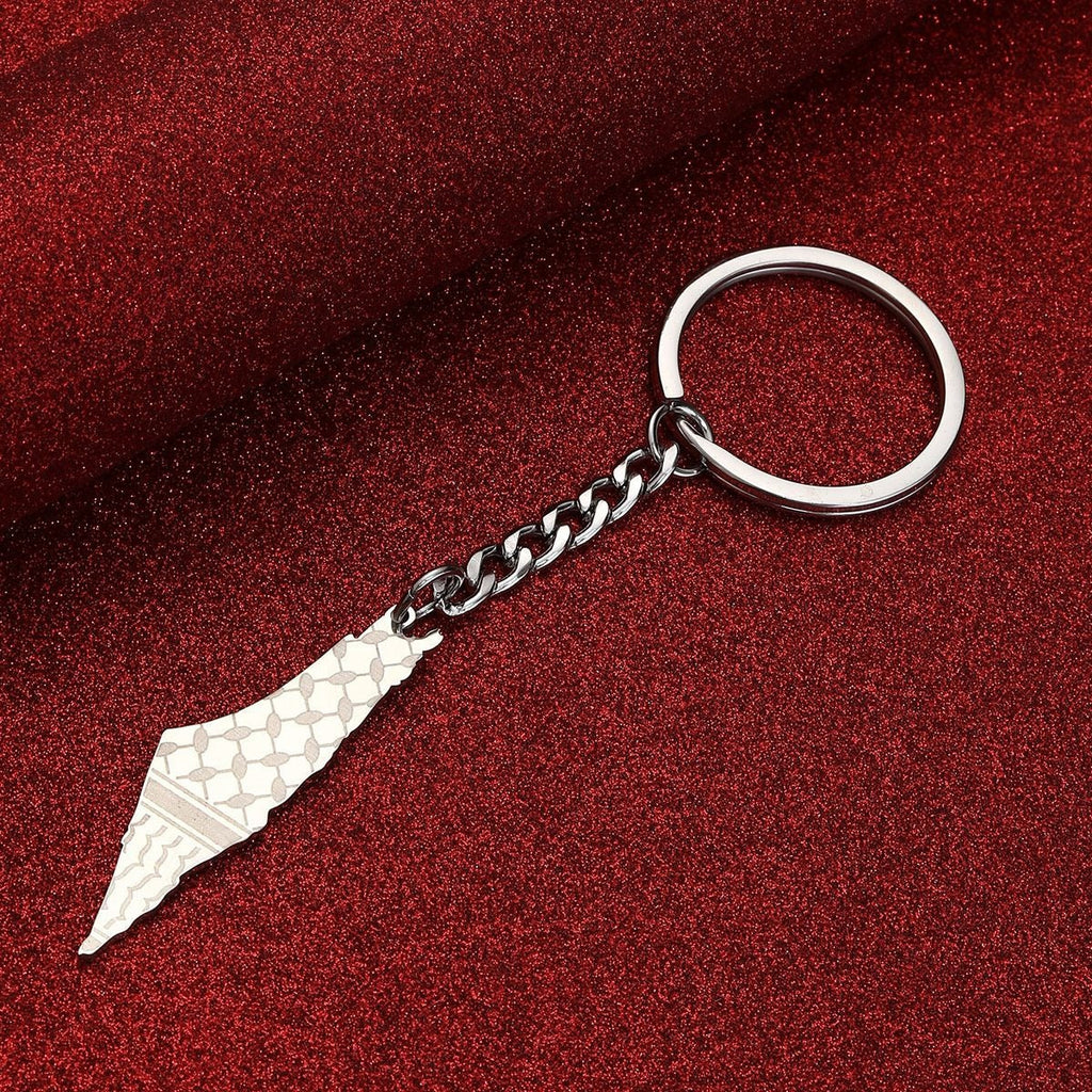 Palestine Map Flag Drip Oil Stainless Steel Keychain Fashion Men's and Women's Stainless Steel Keys