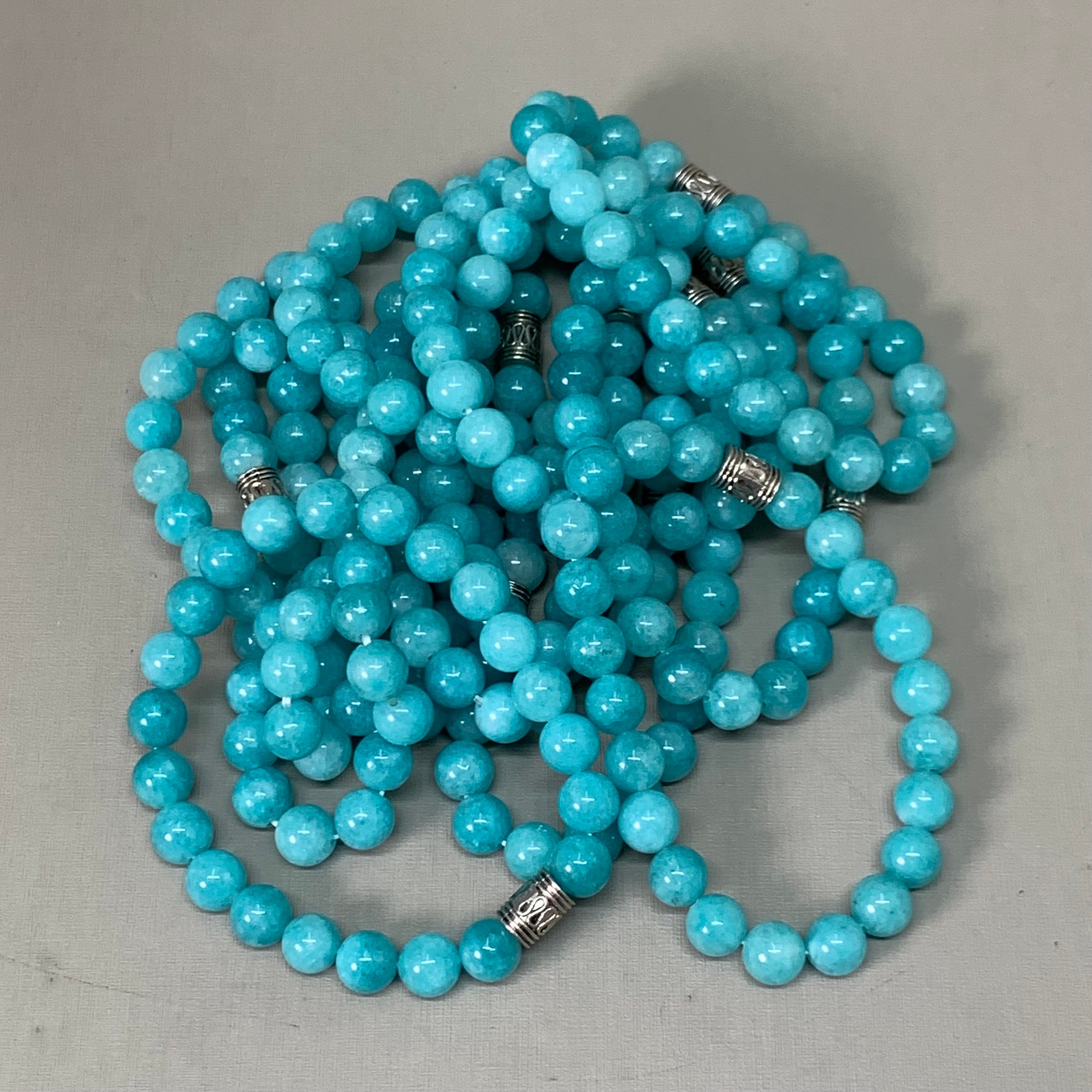 BEST WHOLESALE (12 PACK) Beaded Turquoise Crystal Bracelets 3" Silver Jewel New