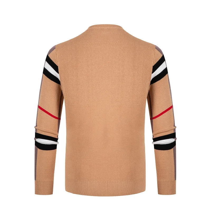 Men's Knitted Shirt Men's Thin Style Color blocked Interior Bottom Knitted Shirt Casual Middle Neck