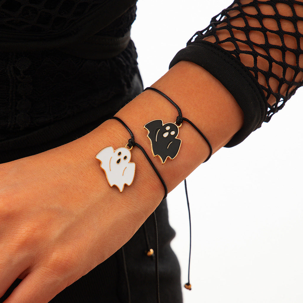 Ghost Festival Ghost Skin Wax Wire Bracelet Black Wind Bat Alloy Bracelet Set