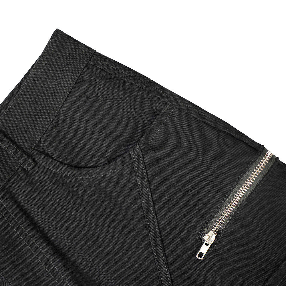 High Street Style Multi-Pocket Workwear Flared Trousers with Belt Design for Men