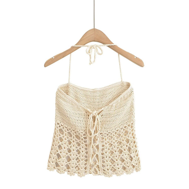 Fashionable and Sexy Hollow-out Short Crochet Strapless Top for Women