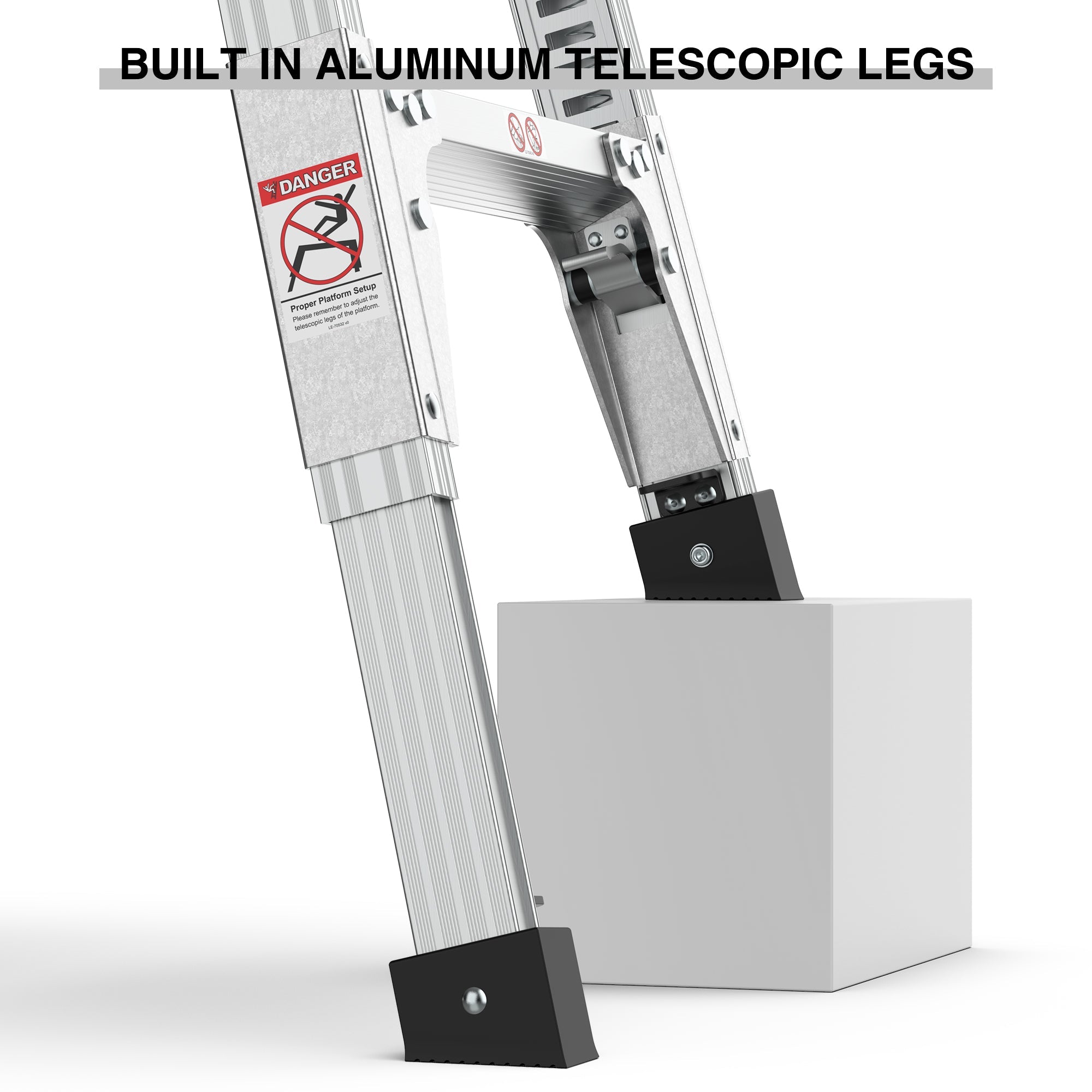 Aluminum Work Platform Large Size Step Stool Folding Portable Work Bench 40" Width Telescopic Feet 22" -27.5" Height Adjustable