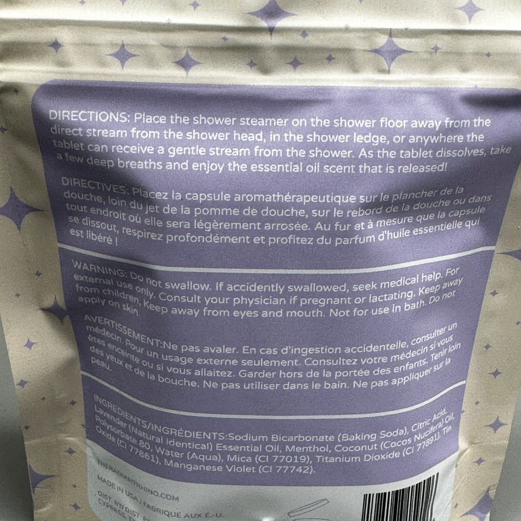 ZA@ THE RADIANT RHINO Tranquility (6 PACK) Lavender Shower Steamers 2 Tablets Each
