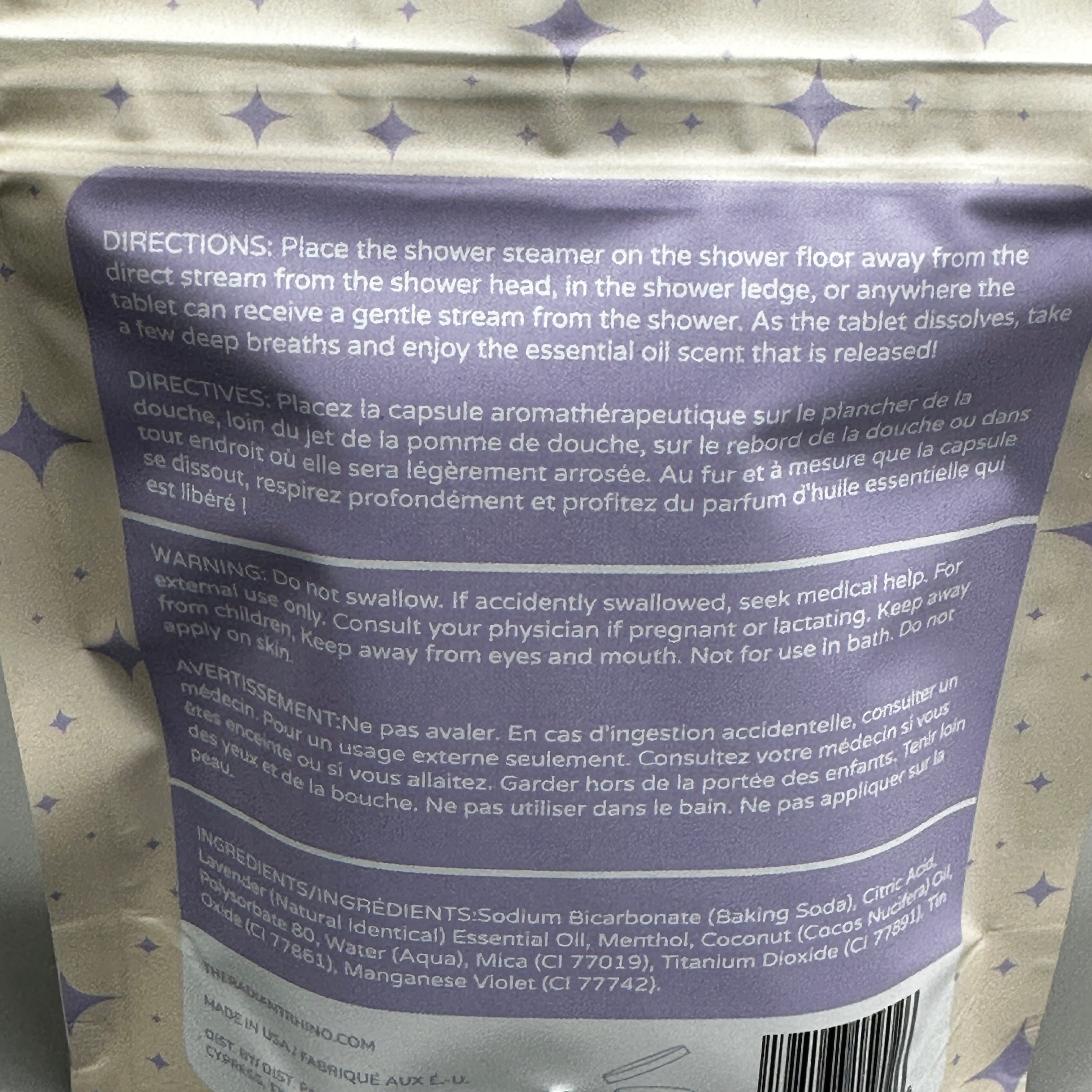 ZA@ THE RADIANT RHINO Tranquility (6 PACK) Lavender Shower Steamers 2 Tablets Each