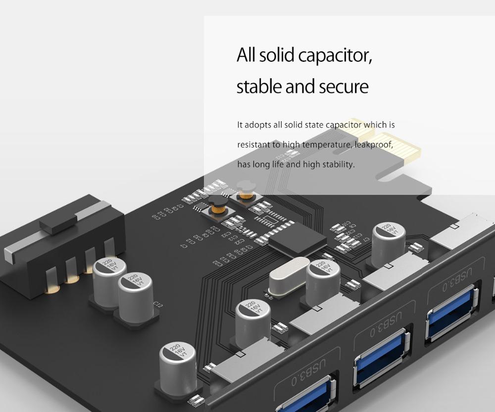 ORICO PCI-E PCI E Express Riser Card USB3.0 HUB 4 USB Ports Gigabit Ethernet Adapter with 15Pin Power Supply PCI-E Extender Card