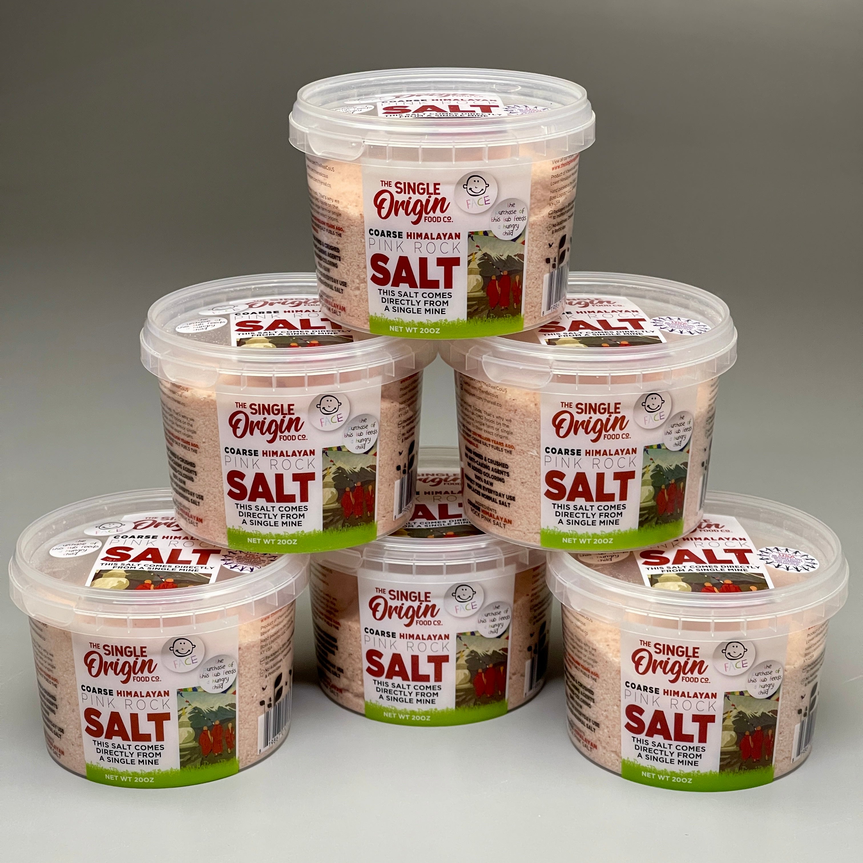 THE SINGLE ORIGIN FOOD CO (6 PACK) Pink Himalayan Salt Tub (course) 20 oz/each BB 11/26